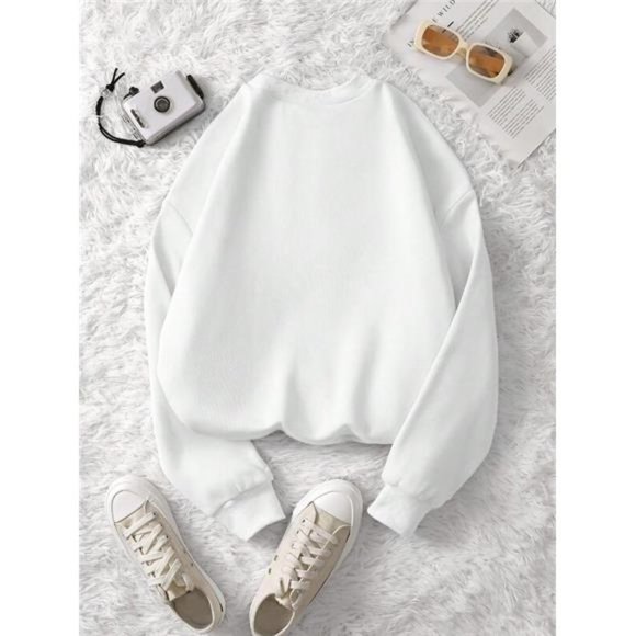 Letter Graphic Round Neck Sweatshirt - Picture 4 of 5